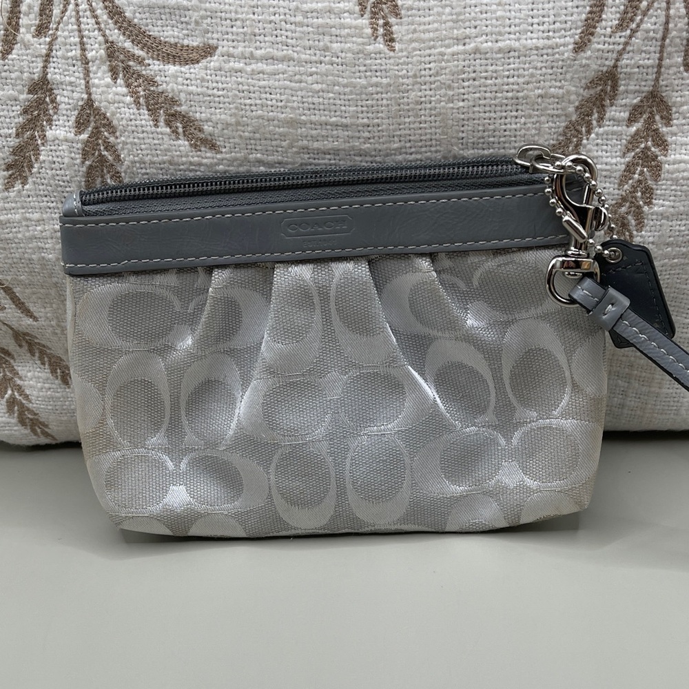 Coach Silver and Gray Wristlet Clutch